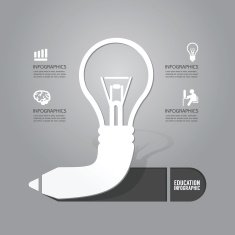 Vector light bulb with pencil icon concept of idea