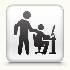 Square Button with Helping Child N2