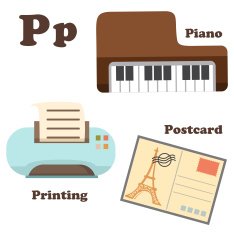 Alphabet P letter Piano Postcard Printing N2