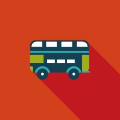 Transportation bus flat icon with long shadow N2