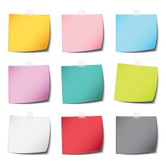 popular post color paper note with multiply isolated background