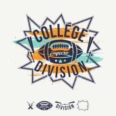 Rugby emblem college division and design elements