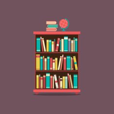 Flat Design Book Cabinet Vector Illustration