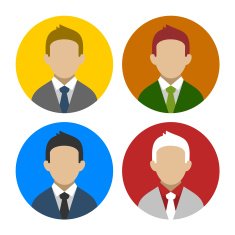 Colorful Businessman Userpics Icons Set in Flat Style Vector N5