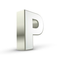 3d alphabet silver P