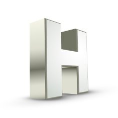 3d alphabet silver H N2