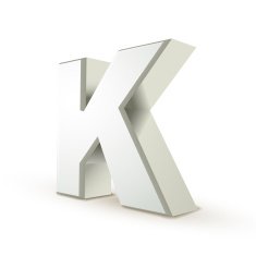 3d alphabet silver K
