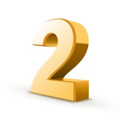 3d shiny golden number 2