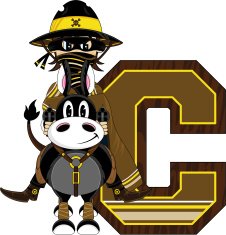 Cowboy on Horse Learning Letter C