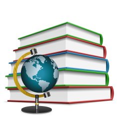 Globe with books
