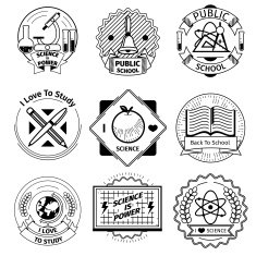 School and science vintage badges set