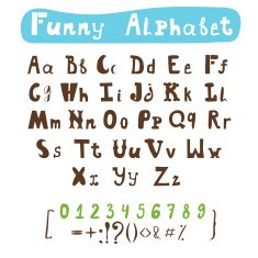 Funny alphabet Hand drawn calligraphic font ABC painted letter N2