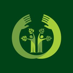 human hand & tree icon with green leaves N2