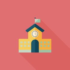 School building flat icon with long shadow eps10 N37