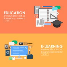 Education and e-learning vector banner Online learning flat design
