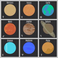 planets of the solar system vector icons set
