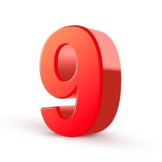 3d shiny red number 9 N5
