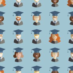 Men and Women Students Graduates Seamless Background