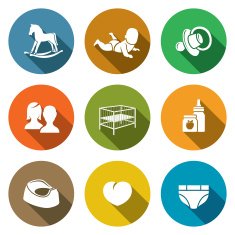 Raising a child Icons Set Vector Illustration N2