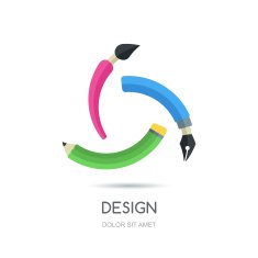 Vector looped logo design Pen pencil and brush infinity icon