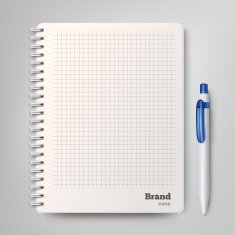 Spiral notebook with the white ballpoint pen Vector illustration