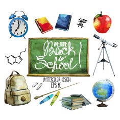 School equipment isolated on white background N4