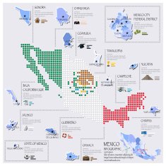 Dot And Flag Map Of Mexico Infographic Design