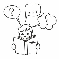 Read a book get information questions answers thoughts outline drawing N2