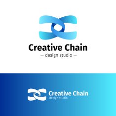 Vector creative abstract logo Gradient blue chain logotype