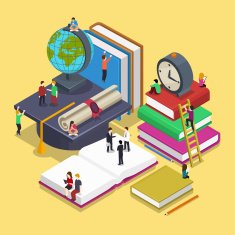 Isometric education graduation concept with people in flat vector style