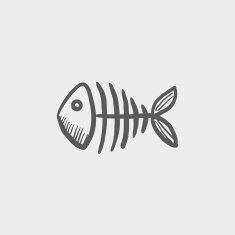 Fish skeleton sketch icon