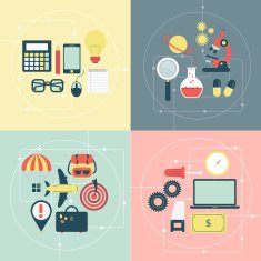 Travel science and business icons