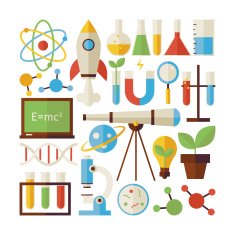 Flat Style Vector Collection of Science and Education Objects Is