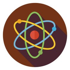 Flat Education and Science Sign Circle Icon with Long Shadow