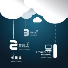 Infographic technology cloud paper cut style template