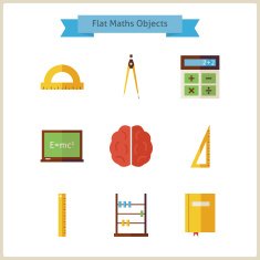 Flat School Maths and Physics Objects Set