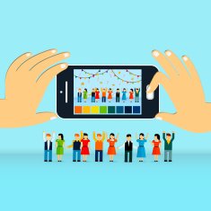 group photograph concept 3d isometric infographic