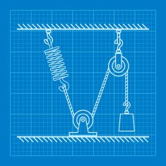 Loaded Movable Pulleys with spring and rope blueprint
