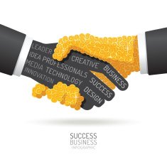 Infographic business coins handshake shape template design