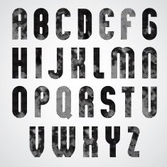 Black dotty graphic upper case letters rounded industrial font N2