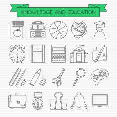 Knowledge and education line icons set
