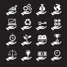 Hand concept white icons