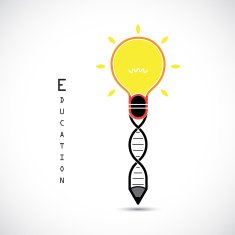 Creative bulb idea pencil concept and DNA symbol