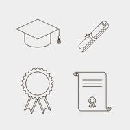 vector black education icons set