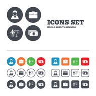 Businessman signs Human and cash money icons N27