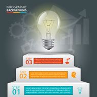 Business staircase conceptual infographic with lightbulb