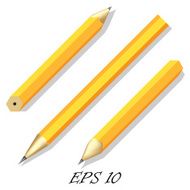Three simple stationery pencil in different angles