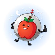 Apple Astronaut in Space Cartoon Character N2