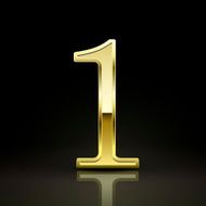 3d elegant golden number 1