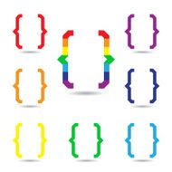 Curly Bracket icon set Colorful vector logo